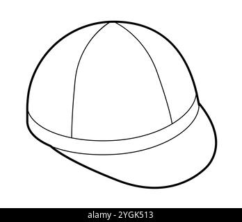 Chapeau de jockey. Summer Head Fashion accessoire vêtements illustration technique. Casque vectoriel pour hommes, femmes, style unisexe, modèle plat CAD maquette contour d'esquisse isolé Illustration de Vecteur
