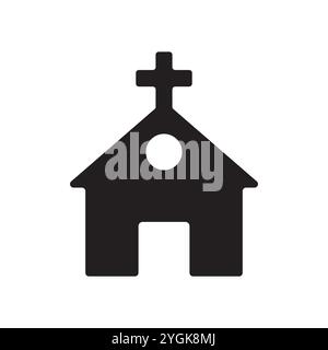 Icône d'église. Bâtiment religieux simple. Symbole de croix sur le toit. Illustration vectorielle. Illustration de Vecteur