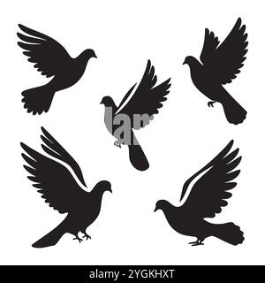 Ensemble silhouette de colombe Illustration de Vecteur