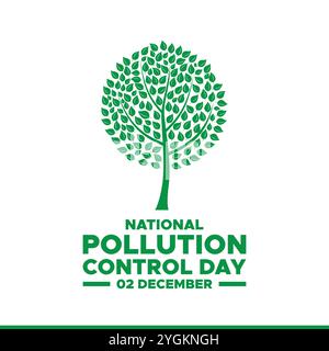 Journée nationale de lutte contre la pollution. 2 décembre. Affiche de la journée nationale de lutte contre la pollution, bannière. Illustration vectorielle. Vecteur de la Journée nationale de lutte contre la pollution Illustration de Vecteur