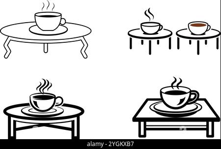 Icône de vecteur de table de café ou de tee sur un fond blanc Illustration de Vecteur