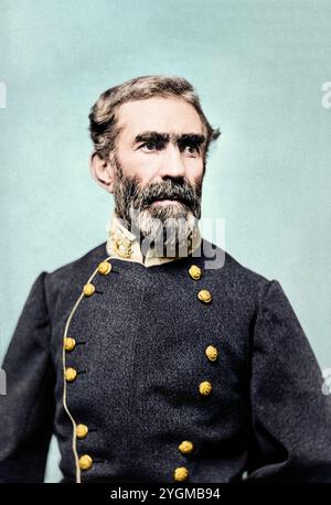 Braxton Bragg, portrait mi-longueur, face à droite. Circa 1861. Photographié par Jay Dearborn Edwards. Banque D'Images