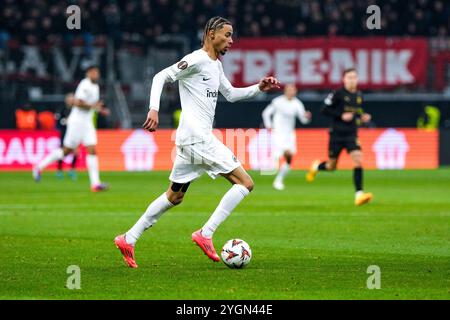 Francfort-sur-le-main, Allemagne. 07 novembre 2024. Hugo Ekitike (Eintracht Frankfurt, #11) Am Ball, GER, Eintracht Frankfurt v. SK Slavia Prag, Fussball, UEFA Europa League, 4. Spieltag, Spielzeit 2024/25, 07.11.2024. Foto : Eibner-Pressefoto/Florian Wiegand crédit : dpa/Alamy Live News Banque D'Images