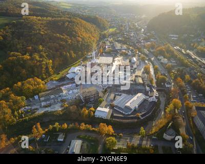 Papierfabrik Hainsberg GmbH, vue aérienne Freital, Freital, Saxe, Allemagne, Europe Banque D'Images