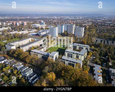 Immeubles résidentiels et tours à Dresde Zschertnitz, vue aérienne, Dresde, Saxe, Allemagne, Europe Banque D'Images