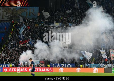 7 novembre 2024, stade Olimpico, Rome, Italie ; UEFA Europa League Football ; Lazio contre Porto ; supporters du Lazio Banque D'Images