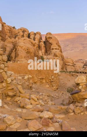 Al Beidha ruines d'une colonie préhistorique au moyen-Orient, située près de Little Petra Siq al-Barid, Jordanie, Asie Banque D'Images