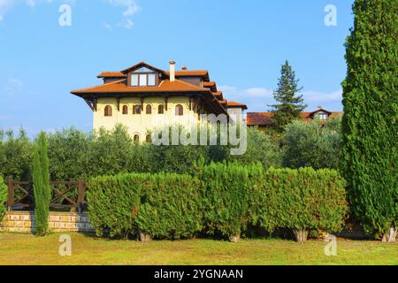Le Saint monastère de Jean le théologien à Souroti, Thessalonique, Grèce, Europe Banque D'Images