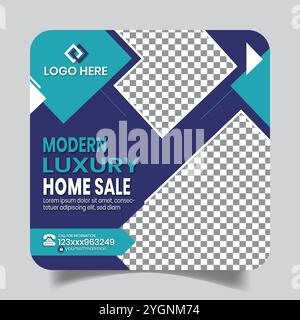 Moderne Home Sale social Media Post Design Web Banner Illustration de Vecteur