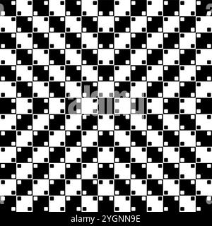 Illusion géométrique-optique en damier bombé. Le damier est entièrement régulier et se compose de carrés noirs et blancs avec des lignes latérales droites. Banque D'Images