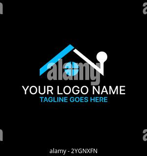 Conception de logo concept graphique créatif vecteur premium image stock graphique simple unique home dot tech app toit fenêtre de maison liée à l'hypothèque immobilière Illustration de Vecteur