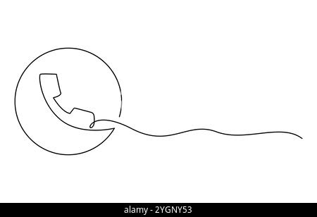 Dessin continu d'une ligne téléphonique de l'illustration vectorielle de contour Illustration de Vecteur