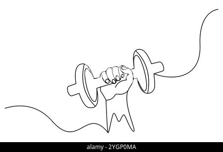 Barbel dans une seule ligne continue dessin art style Gym fitness sport concept illustration vectorielle, Sports haltère une ligne complète Ligne continue Illustration de Vecteur