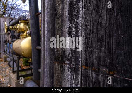 Une exposition de musée, une ancienne chaîne de production pour la production de bière à partir de houblon en Pologne Banque D'Images