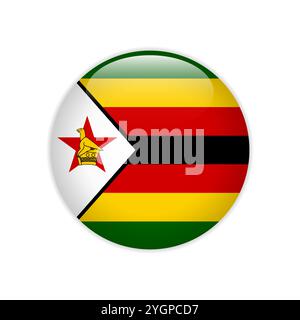 Drapeau Zimbabwe sur le bouton Illustration de Vecteur