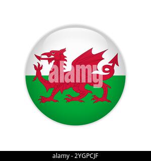 Drapeau du pays de Galles sur le bouton Illustration de Vecteur