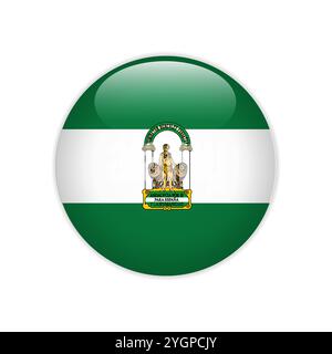 Drapeau Andalousie sur le bouton Illustration de Vecteur