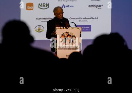 BELÉM, PA - 08.11.2024 : Amazônia E NOVAS ECONOMIAS - Congrès international sur l'Amazonie et les nouvelles économies au Hangar Convention Center à Belém, Pará. Conférencière principale - Ellen Johnson Sirleaf, la première femme africaine élue présidente et lauréate du prix Nobel de la paix. (Photo : Oswaldo forte/Fotoarena) Banque D'Images