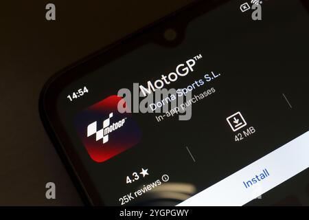 8 novembre 2024, Brésil. Dans cette illustration photo, le logo de l'application MotoGP est affiché sur l'écran d'un smartphone Banque D'Images