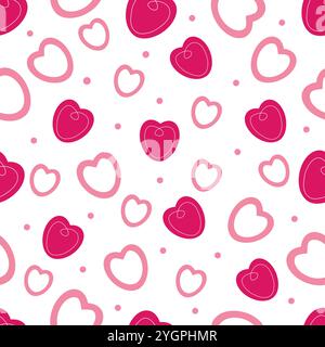 fond coloré sans couture avec des coeurs mignons. vecteur dessiné à la main Illustration de Vecteur
