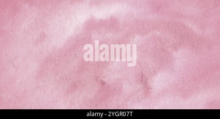 Aquarelle nuageux fond rose poussiéreux. Abstrait horizontal , toile de fond texturée papier. Illustration peinte à la main pour affiche, bannière Banque D'Images