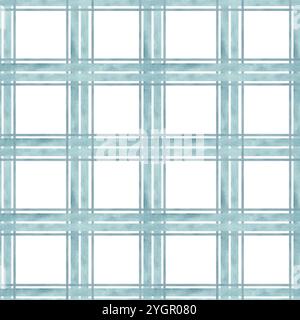 Motif sans couture aquarelle peint à la main gris pastel bleu à carreaux. Motif écossais motif écossais rayé. Texture Vichy pour textile Banque D'Images