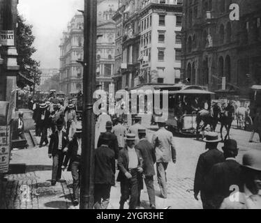 Scène de rue animée à Manhattan, New York City 1891 Banque D'Images