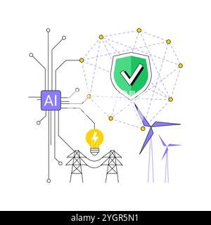 Illustration vectorielle de concept abstrait de sécurité de grille alimentée PAR AI. Illustration de Vecteur