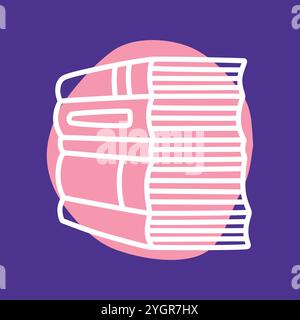 Doodle pile de livres icône dessinée à la main avec une ligne mince et colorée Illustration de Vecteur