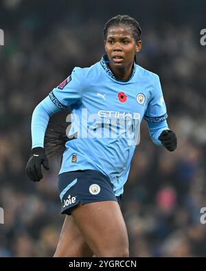 Manchester, Royaume-Uni. 08 novembre 2024. Khadija Shaw de Manchester City lors du match de Super League féminine Barclays Manchester City Women vs Tottenham Hotspur's Women au stade Etihad, Manchester, Royaume-Uni, le 8 novembre 2024 (photo par Cody Froggatt/News images) à Manchester, Royaume-Uni le 11/8/2024. (Photo de Cody Froggatt/News images/Sipa USA) crédit : Sipa USA/Alamy Live News Banque D'Images