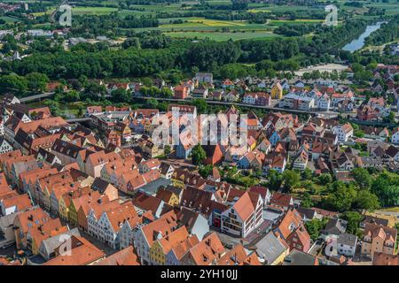 Vue sur l'ancienne ville impériale libre de Donauwörth à Donau-Ries en Souabe bavaroise Banque D'Images