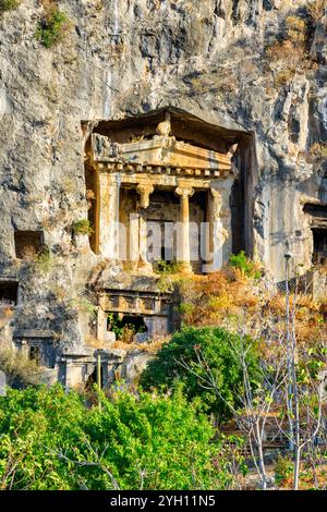 Le tombeau d'Amyntas (les tombeaux lyciens), Fethiye, Turquie Banque D'Images