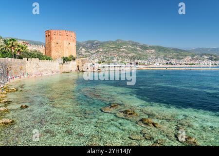 Vue imprenable sur le Kizil Kule (Tour Rouge), Alanya Banque D'Images