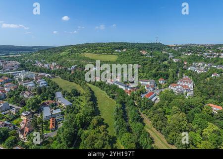 Vue sur Bad Mergentheim autour des jardins thermaux à Tauberfranken, Wuerttemberg Banque D'Images