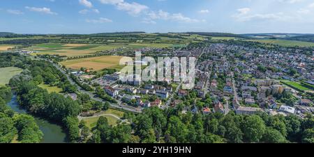 Vue sur Bad Mergentheim autour des jardins thermaux à Tauberfranken, Wuerttemberg Banque D'Images