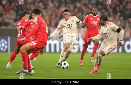 Munich, Deutschland. 06 novembre 2024. firo : 06.11.2024, football, soccer, Ligue des Champions, saison 2024/2025, 4ème journée FC Bayern Munich - Benfica Lisbon, Jamal Musiala, FC Bayern Munich, FCB, Munich, chiffre entier, crédit : dpa/Alamy Live News Banque D'Images