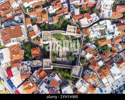 Vue aérienne du château de Marmaris en Turquie. Banque D'Images