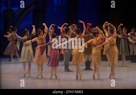 Mexico, Mexique. 08 novembre 2024. Des danseurs répètent un fragment de l'œuvre Swan Lake au Palais des Beaux-Arts de Mexico, le 8 novembre 2024. La version chorégraphique est de Cuauhtemoc Najera, basée sur les originaux de Marius Petipa et Lev Ivanov. (Photo de Gerardo Vieyra/NurPhoto)0 crédit : NurPhoto SRL/Alamy Live News Banque D'Images