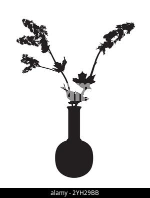 Silhouette d'un bouquet de fleurs dans un vase rempli d'eau. Illustration vectorielle Illustration de Vecteur