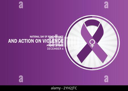 Journée nationale de commémoration et d'action contre la violence faite aux femmes papier peint avec formes et typographie, bannière, carte, affiche, modèle. Illustration de Vecteur
