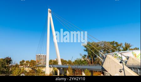 La passerelle Robert Poujade reliant l'île de Ramier et traversant la Garonne à Toulouse, haute Garonne, Occitanie, en France Banque D'Images