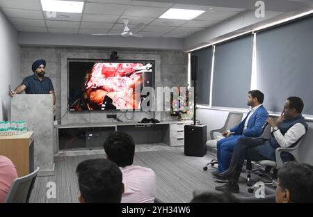 New Delhi, Inde. 08 novembre 2024. NEW DELHI, INDE - 8 NOVEMBRE : chirurgie en direct au Centre for Sports Injury de Safdarjung Enclave, le 8 novembre 2024 à New Delhi, Inde. (Photo de Vipin Kumar/Hindustan Times/Sipa USA) crédit : Sipa USA/Alamy Live News Banque D'Images