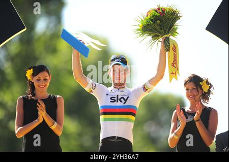 Dossier photo datée du 22/07/12 de Mark Cavendish. Sir Mark Cavendish a annoncé que le Criterium de Singapour de dimanche sera la dernière course de sa carrière cycliste professionnelle. Date d'émission : samedi 9 novembre 2024. Banque D'Images