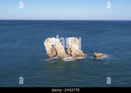 Paysage côtier à Urros de Liencres, Cantabrie, Espagne, Europe Banque D'Images