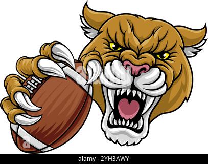 Mascotte de football Cougar Panther Mountain Lion Puma Illustration de Vecteur