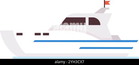 Luxueux yacht blanc navigue gracieusement sur des eaux bleues calmes, évoquant l'opulence et la détente pour ceux qui recherchent une escapade tranquille Illustration de Vecteur