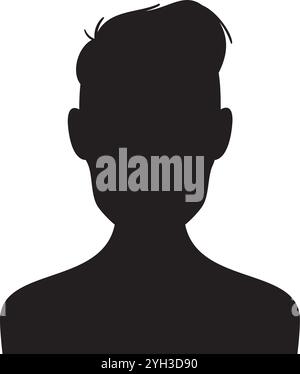 Mystérieuse silhouette noire d'un jeune homme, parfaite pour une photo de profil ou un avatar, ajoutant l'anonymat et la confidentialité aux plateformes en ligne Illustration de Vecteur