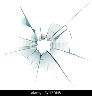 Vitre brisée avec des bords tranchants créant un trou dangereux, représentant des concepts tels que le vandalisme, la fragilité et la destruction Illustration de Vecteur