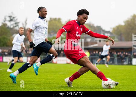 HEEMSTEDE, 09-11-2024, Sportcomplex RCH, Betnation Divisie, Dutch Tweede Divisie Football, saison 2024 / 2025. Match entre Koninklijke HFC - Quick Boys. Neville Ogidi Nwankwo, joueur de Quick Boys. Banque D'Images