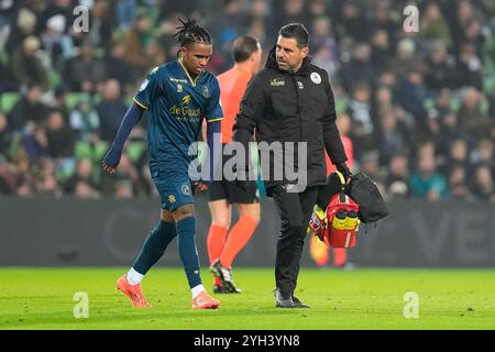 GRONINGEN, 09-11-2024, stade Euroborg, saison 2024/2025, match de football néerlandais Eredivisie entre le FC Groningen et le Sparta. Joueur de Sparta Rotterdam Kayky crédit : Pro Shots/Alamy Live News Banque D'Images